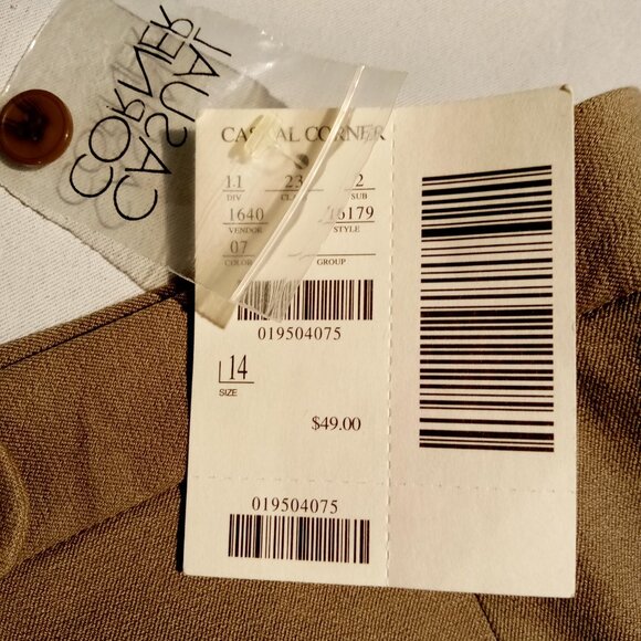 Casual Corner Pants/Trousers sz 14 High Rise Vintage Stretch Dark Taupe NWT - Picture 3 of 9